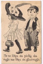 Samson Brothers Postcard Big Eyed Boy Girl Me Likea Da Glad Rags Made In USA - $19.79