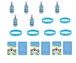 6 pk of Children&#39;s Bracelets with Prayer Cards &amp; Dog Tag Necklaces Easter Basket - £11.77 GBP