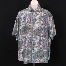 High Advantage Men&#39;s 100% Silk Shirt L Large Free The Spirit Geometric B... - £33.89 GBP