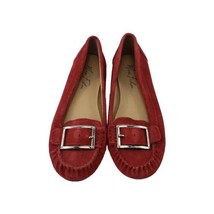 Marc Fisher Loafers Red Faux Suede Buckle Channary Moccasins Flats 8.5M - $17.82