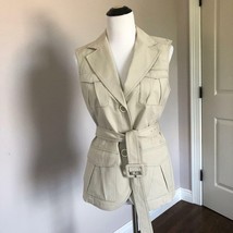 NWOT LAFAYETTE 148 Beige Cotton Blend  Sleeveless Belted Jacket SZ 6 - $64.35