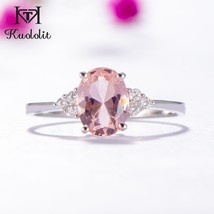 Morganite Gemstone Ring for Women Solid 925 Sterling Silver Created Pink Color S - £22.36 GBP