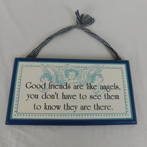 Moywaywa Quote Good Friends are Like Angels Navy Wood Wall Plaque 11&quot;x6&quot; Hanging - £7.79 GBP