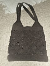 Sak Type DARK BROWN Crochet Knit Purse Shoulder Strap Bag With Snap Closure - £12.77 GBP