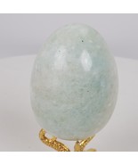 Vintage White Green Marble Egg Figurine 2.75 Inch - $26.18