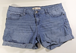 No Boundaries Juniors Shorts Size 13 Blue Jean Denim Cuffed Medium Wash - $9.99