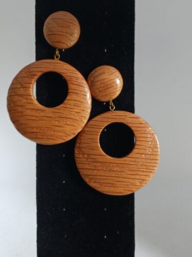 Vintage Wood Pierced Earrings, posts - $15.00