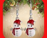 New Super Cute Enamel Snowman ⛄️ Dangle Rhinestone Earrings Perfect Gift - $5.00