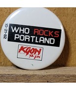 Vintage 1982 &quot;THE WHO&quot; ROCKs PORTLAND - KGON 92 FM Radio Station Pin But... - $42.54 CAD