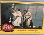 Vintage Star Wars Trading Card Yellow 1977 #197 Leia Blasts A Stormtroop... - $2.48