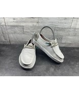 Hey Dude Loafers Kids Youth 12 Wendy Disco White Shoes White Canvas Comfort - $19.62