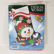 Candy Cane Snowman &quot;18&quot; Design Works Christmas Stocking Kit 5252 Felt Sequins - £22.41 GBP