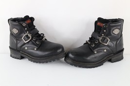 Vintage 90s Harley Davidson Womens 8 Distressed Leather Buckle Motorcycle Boots - £88.76 GBP