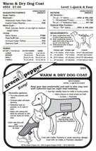 Warm &amp; Dry Dog Coat Rain Gear #553 Sewing Pattern (Pattern Only) gp553 - $9.00