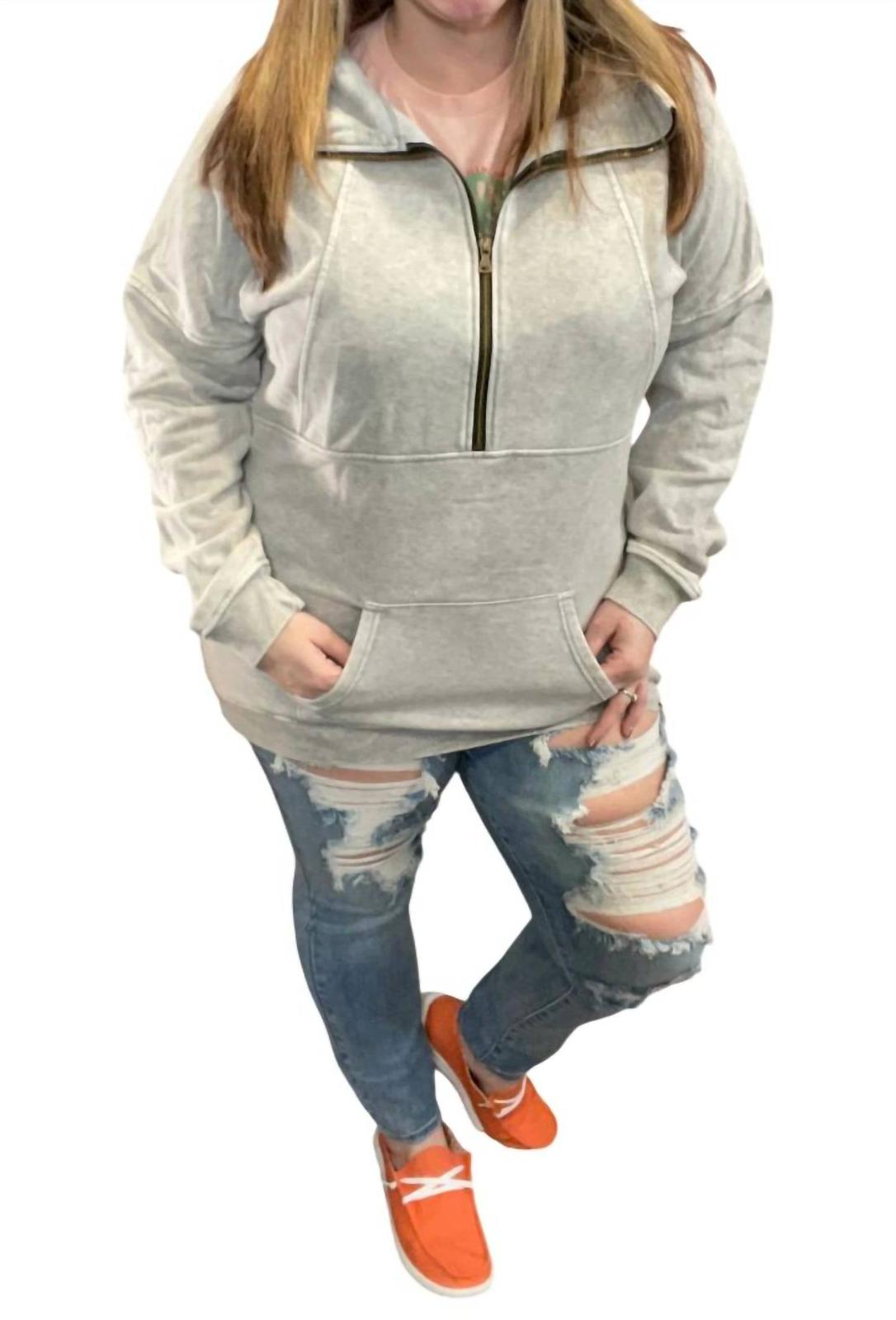 Michelle Mae Halfzip Jacket Vintage Wash - $55.00