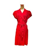Robbie Bee Red Shirt Dress Size 14 Waist Tie Collar Double Breasted Cott... - £16.43 GBP