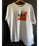 Adidas T-Shirt Men&#39;s 2XL White w/ Red/White/Blue Name Spell Out Logo 90’... - $12.55