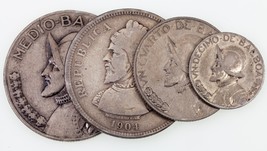 1904-1930 Panama Pièce Argent plein De 4 Km #4, 10.1,11.1,12.1,13 - $1,290.92 MXN