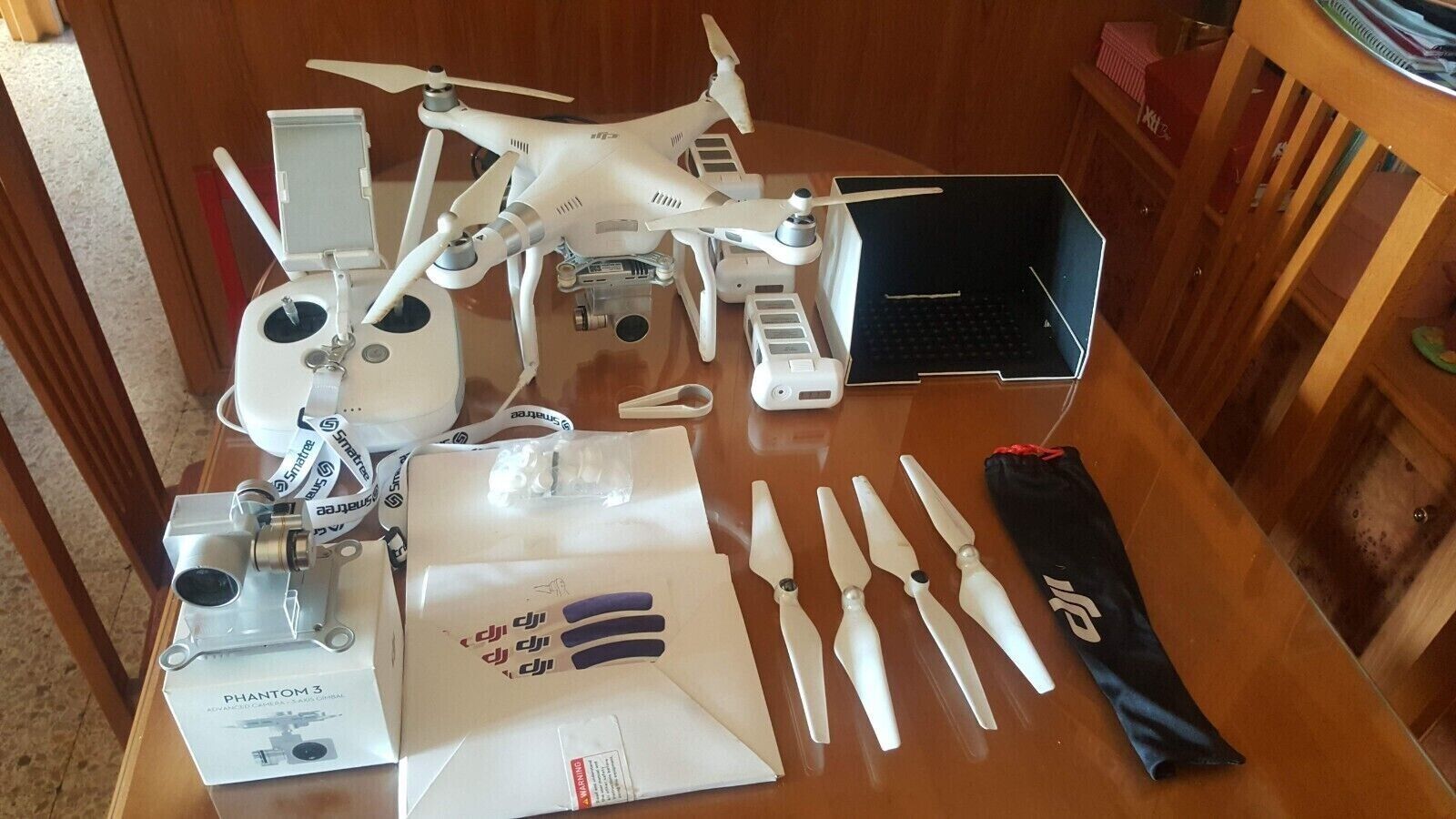DJI Phantom 3 Advanced Drone with extras, backpack 3 batteries two cameras - $989.67