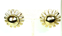 Vintage Coro Earrings Flower Floral Mod metal clip 3d statement retro glam - £10.25 GBP