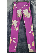 Athleta Activewear Legging Womens XS Purple Floral Logo Elastic Waist Pu... - $23.38 CAD