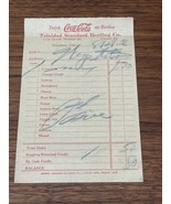 Vintage 1938 Coca-Cola Vendor Receipt Trinidad Standard Bottling Co KG JD - $184.60 MXN