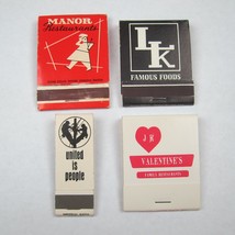 4 Vintage Matchbooks Ohio Manor Restaurants LK Famous Foods JR Valentines United - £15.70 GBP