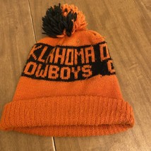 VTG Oklahoma State Cowboys Knit Beanie Hat Cap Orange Black Stained - £7.11 GBP