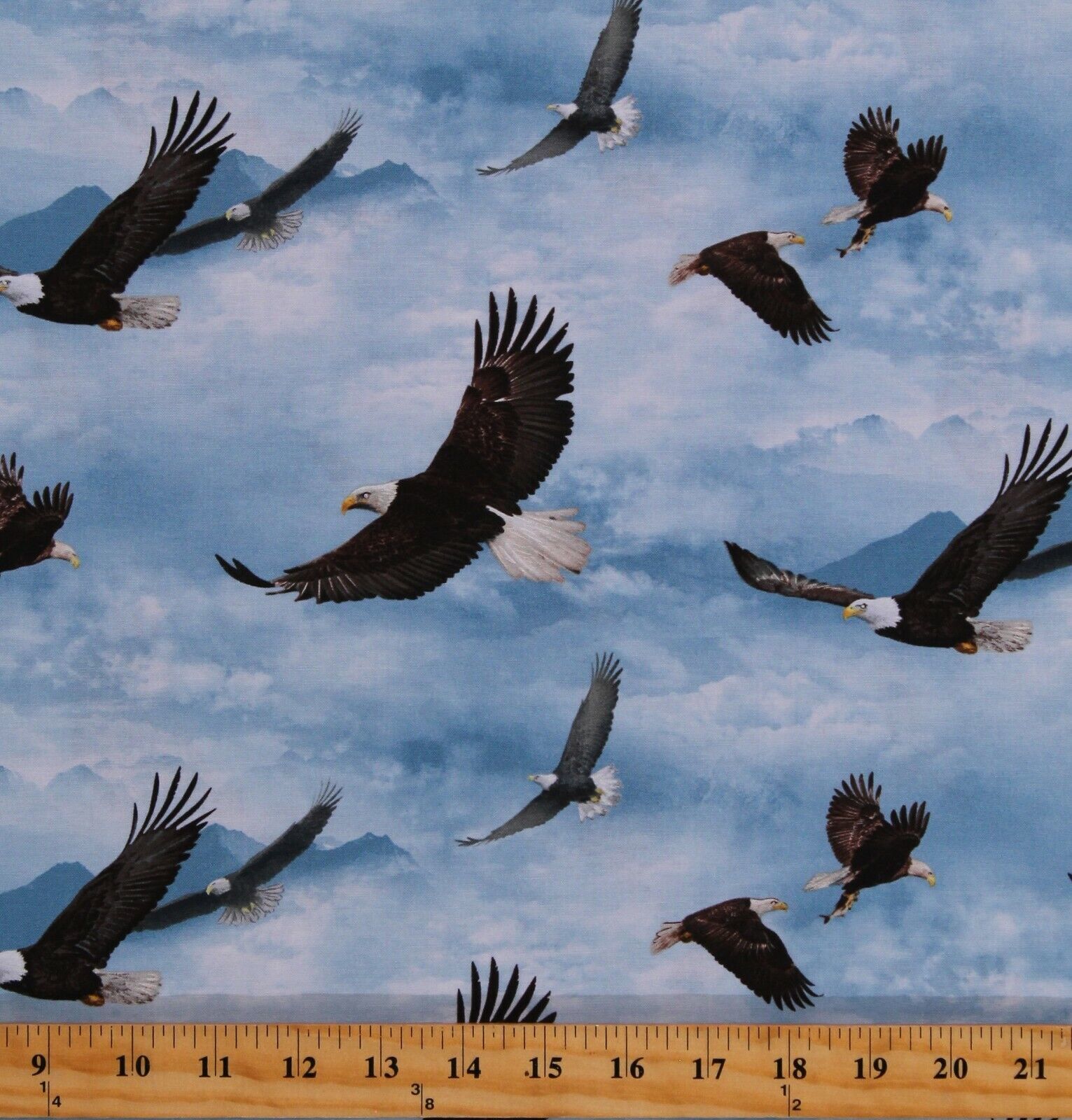 Cotton Eagles Flying Sky Air Landscape Animals Fabric Print by the Yard ... - $11.95