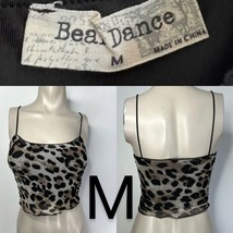 Leopard Print Grey &amp; Brown Cami Mesh Top~Size M - $20.57