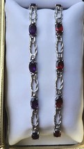 Genuine, Natural Garnet or Amethyst Bracelet set in Stainless Steel, 7-7.5 In - £15.94 GBP