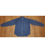 Levi&#39;s Blue Denim Shirt L Long Sleeve Button Up Western Wear Cowboy - £31.28 GBP