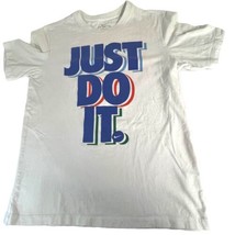 Men&#39;s The Nike Tee JUST DO IT Short Sleeve Cotton T-Shirt Medium Spell Out White - £15.10 GBP