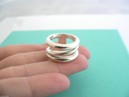 Tiffany & Co Silver Zig Zag Diagonal Ring Band Sz 6.25 Wide Rare Gift Love - $228.00