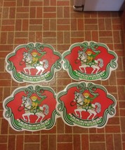 00 Vintage Set of 4 Table Placemats Holiday Wishes Bear On Rocking Horse... - £7.91 GBP