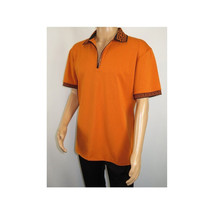Men Sports Shirt DE-NIKO Short Sleeves Cotton Zipper Polo Shirt DBK104 Rust image 10