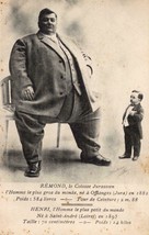 ~1910 French Postcard: Arsene Remond (heaviest man) + Henri (smallest man) - $603.17 MXN