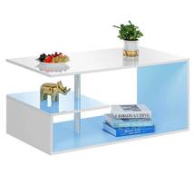 Coffee Table with LED Lighting 2 Tier Side Table H - £292.62 GBP