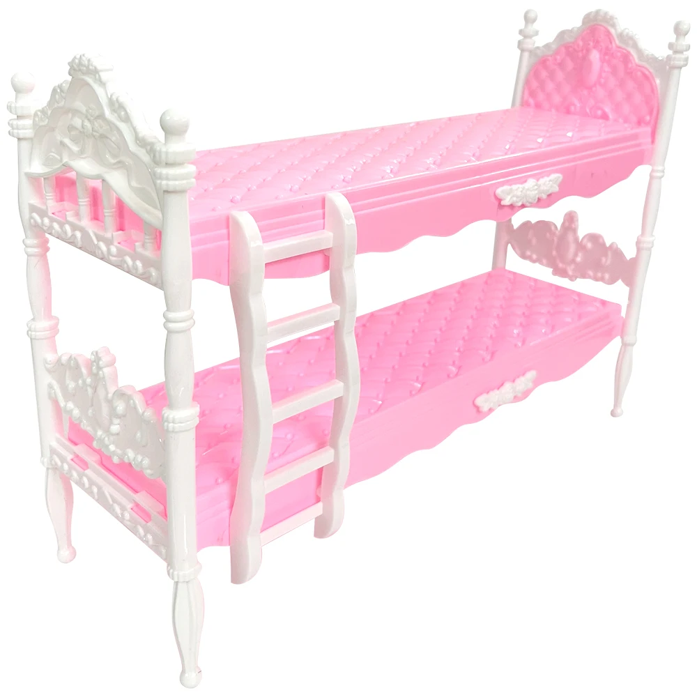NK 1 Pcs Pink Bunk Doll Bed Dollhouse Furniture Princess Girl Bedroom for Barbie - £13.25 GBP