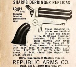 1963 Sharp&#39;s Derringer Pistol Replica Republic Arms Advertisement Huntin... - $10.00