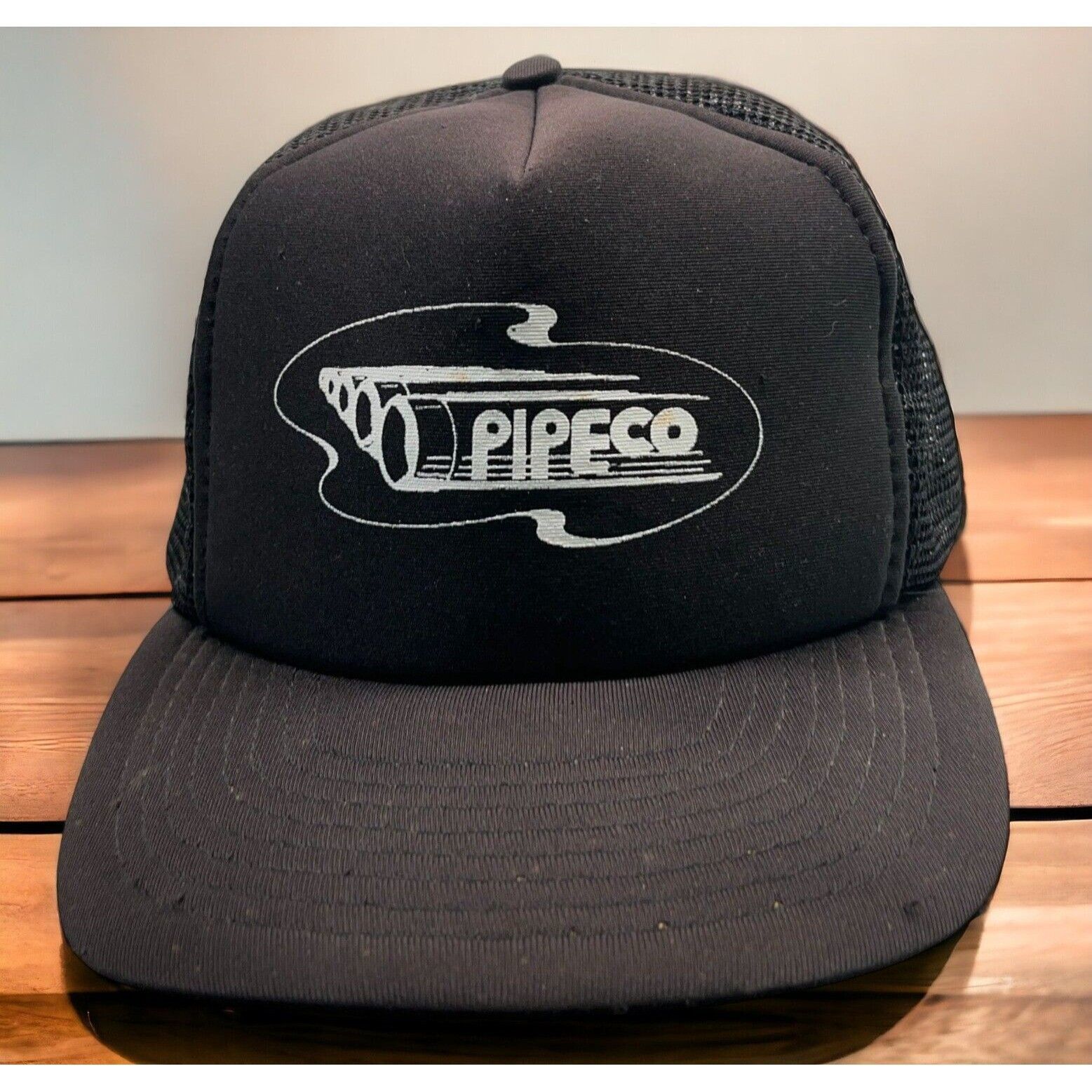 Primary image for Pipeco Irrigation Snapback Hat Distressed Black Vintage Baseball Cap Mesh Back