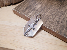 Double Cross &amp; Cross Tag Pendant 925 Sterling Silver, Handmade Men Jewelry Gifts - £48.90 GBP