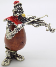 Vintage Italienische Handgefertigt Original Silber &amp; Holz Clown W/T Geig... - $138.27