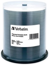 100-Pak Verbatim =White Thermal Hub Printable= 52X 80-Min CD-R&#39;s, Verbat... - $54.98