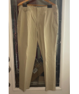 Lands End Pants Mens 36x32 Khaki Traditional Fit Flat Front Casual Chino - $276.26 MXN