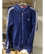 Vintage FILA Velour Track Suit Sweatsuit BUIL W/LOGO Stripe Men&#39;s L Zip ... - $204.70 CAD