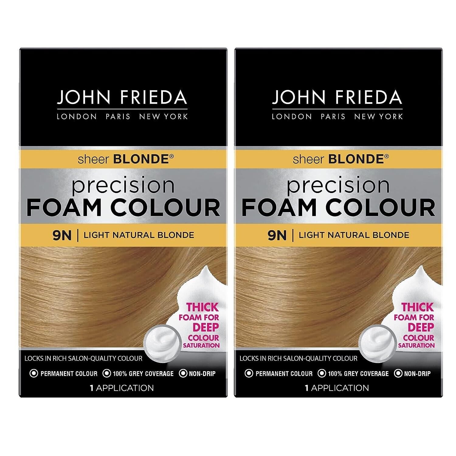 John Frieda Sheer Blonde Precision Foam Colour 9N Hair Color Light Natural 2-pac - $24.54