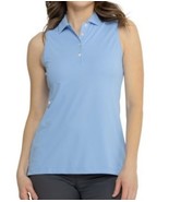 NWT PETER MILLAR Cottage Lt Blue Banded Mesh Sleeveless Polo Golf Shirt ... - $61.53 CAD
