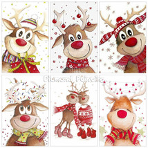 5D Diamond Painting Christmas Elk Cartoon Embroidery Mosaic DIY Art Craft Kits - £7.55 GBP
