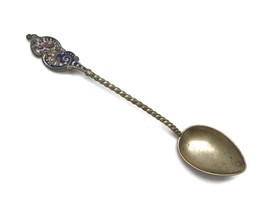 Vintage Danish Silver Demitasse Souvenir Spoon A. Prip Copenhagen Enamel Handle - £14.54 GBP